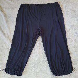 Susan Graver Size 4X Navy Liquid Knit Crop Pants Paracord Leg Elastic Waist